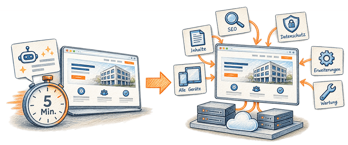 Illustration: Von der 5-Minuten-Website zum Webökosystem.