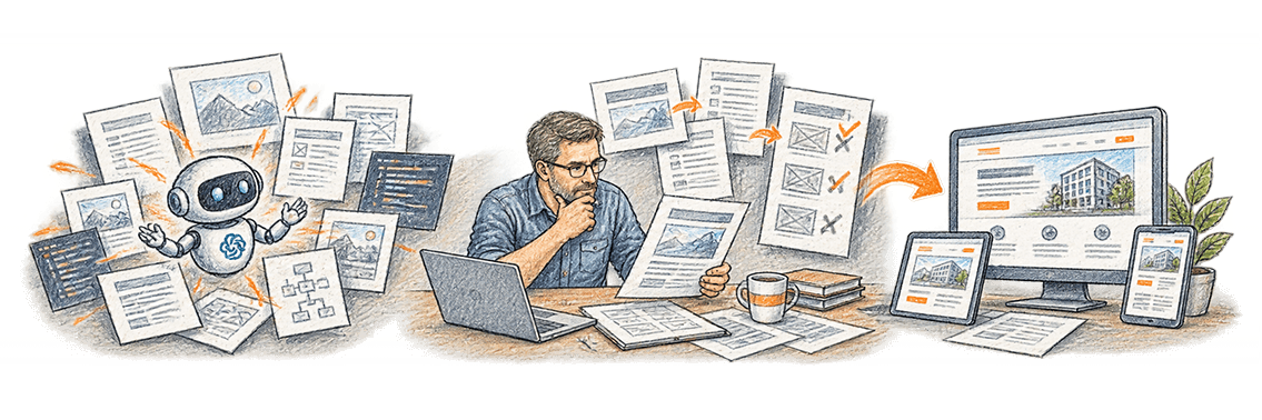 Illustration: Erfahrung macht KI erst produktiv.