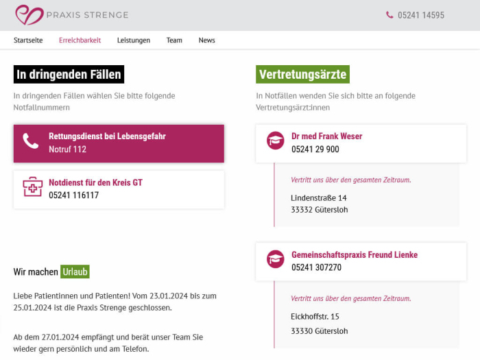 Webseite - Praxis Strenge