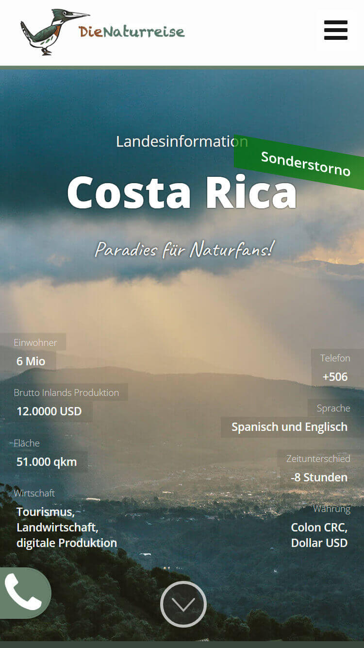 Webseite - DieNatureise - Mobile