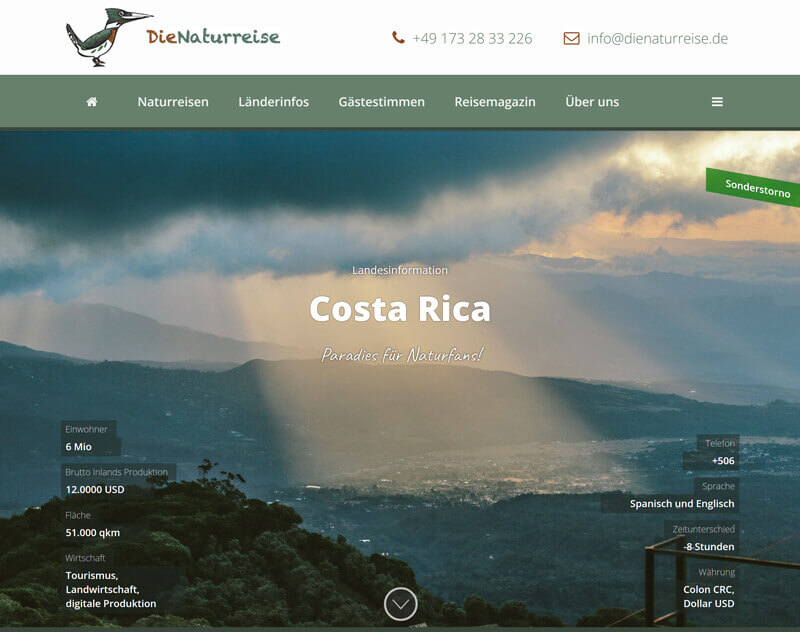 Webseite - DieNatureise - Tablet