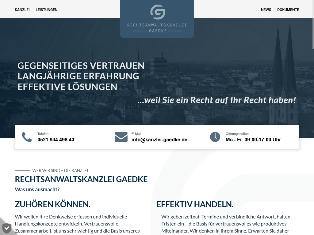 Webseite: Rechtsanwaltskanzlei Gaedke