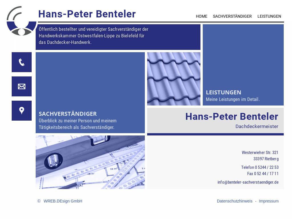 Webseite des Sachverständigen H.P. Benteler