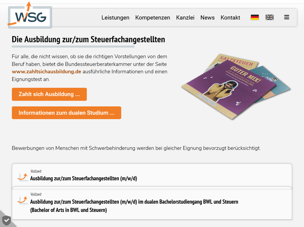 Webseite: WSG Wirtschaftsberatung Steuerberatungsgesellschaft m.b.H.