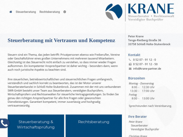 Webseite - Steuerberater Peter Krane